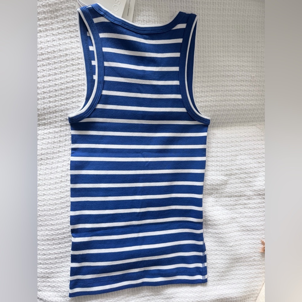 COS Blue and White Striped Tank Top - XS